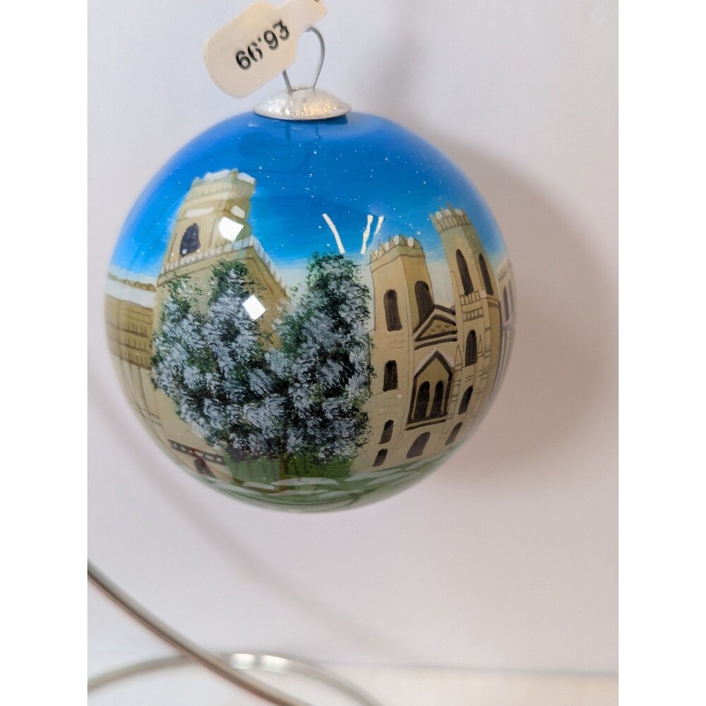 Vintage York, UK Reverse Hand Painted Bauble Christmas Angels Ornament 3"